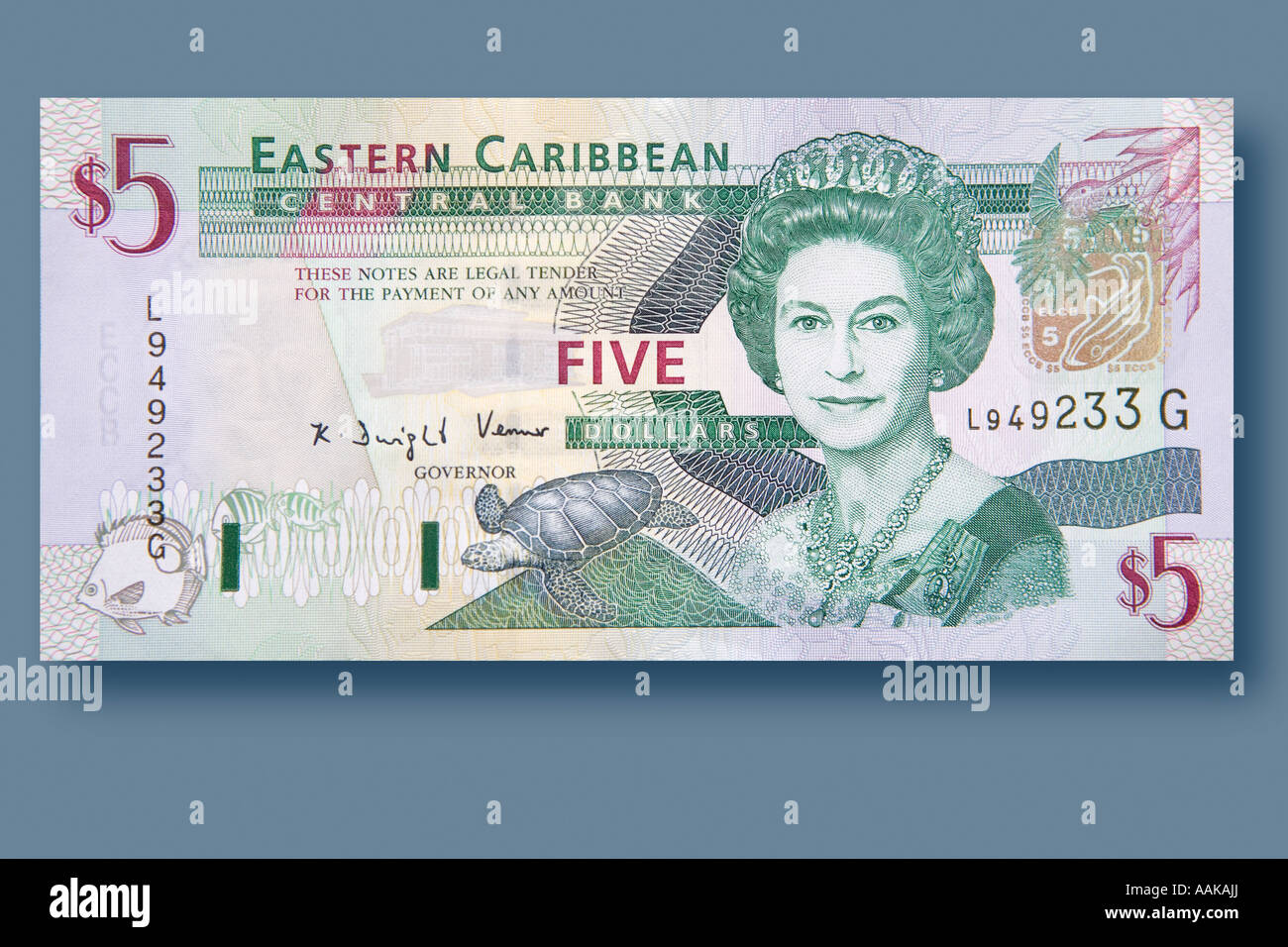 A 5 dollaro dalla CE o caraibi orientali. Foto Stock