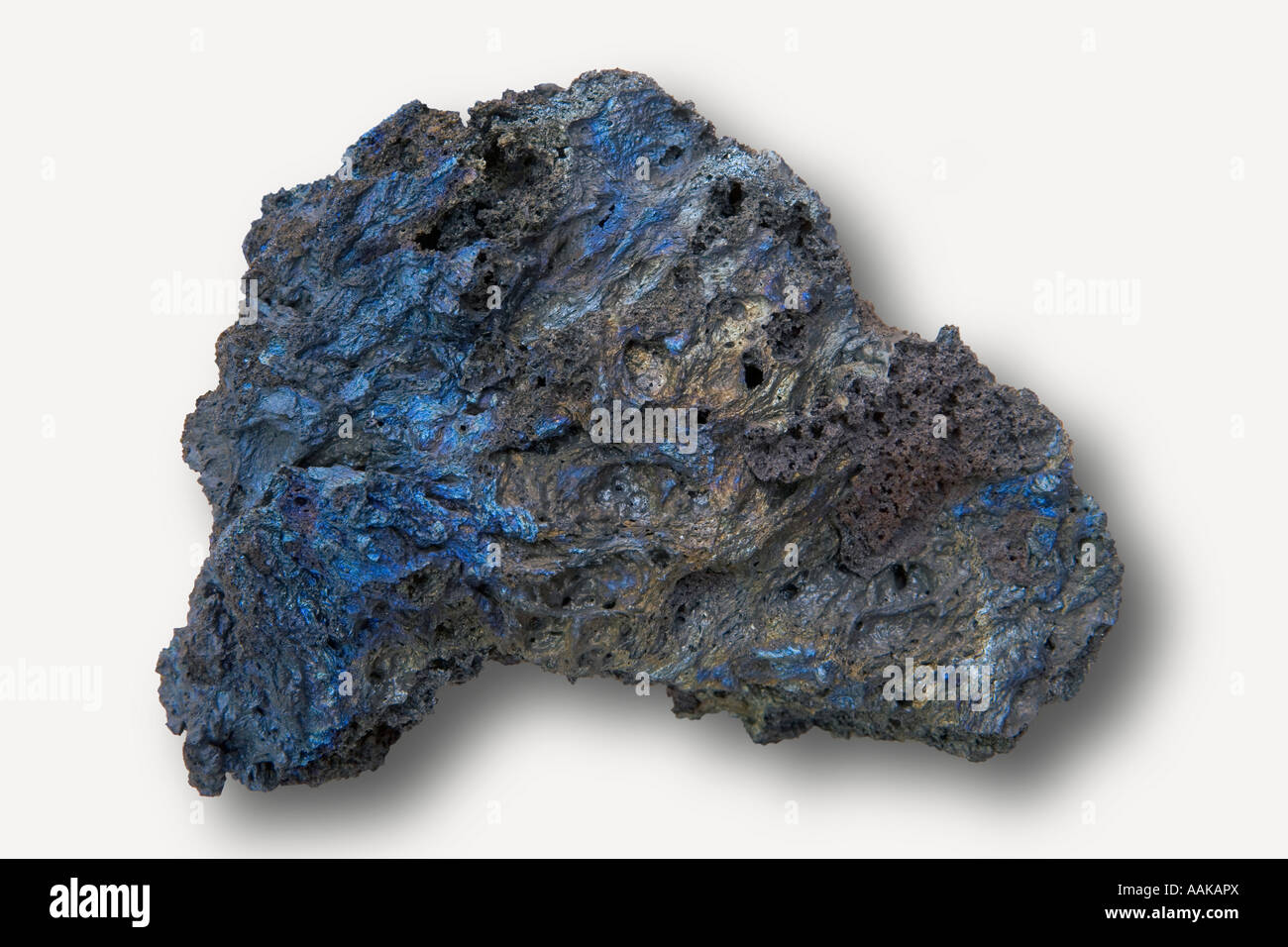 Un colorato pezzo di roccia vulcanica dal Parco Nazionale di Timanfaya nei pressi della montagna di fuoco sull'isola di Lanzarote Foto Stock