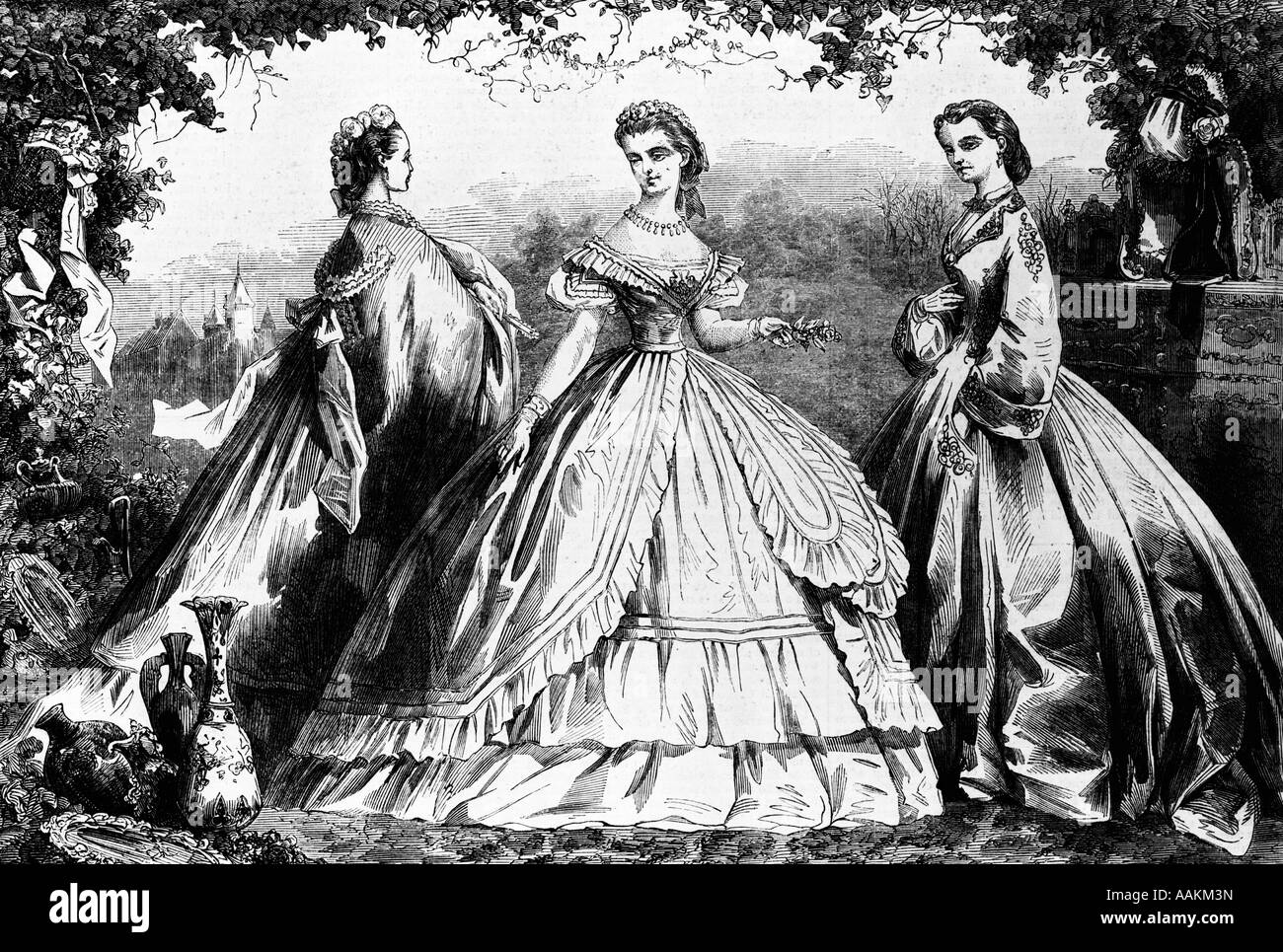 1800s 1860 ATTUALE DONNA MODE DEL 1862 COME PRESENTATO IN LONDON ILLUSTRATO NEWS Foto Stock