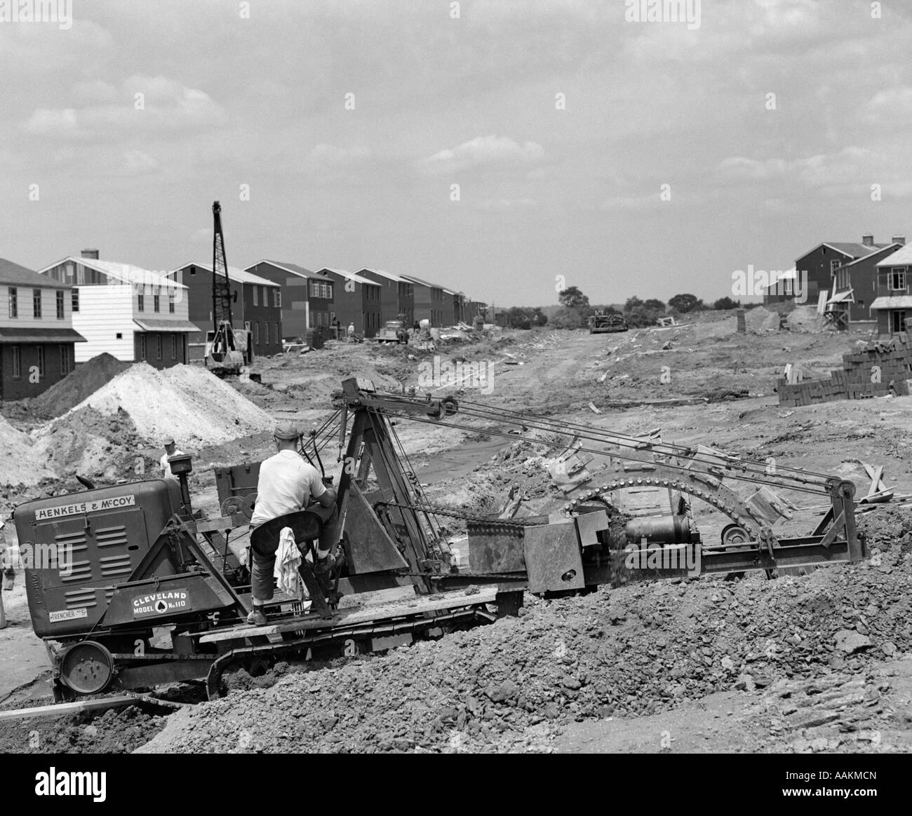1950 Costruzione dello strato di drain comunità urbane PLUMBING valle scatola verde Foto Stock