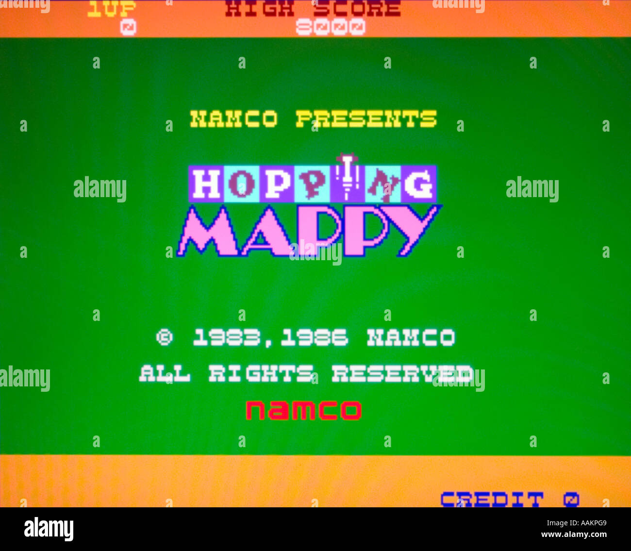 Hopping Mappy Namco 1986 vintage videogioco arcade screenshot - solo uso editoriale Foto Stock