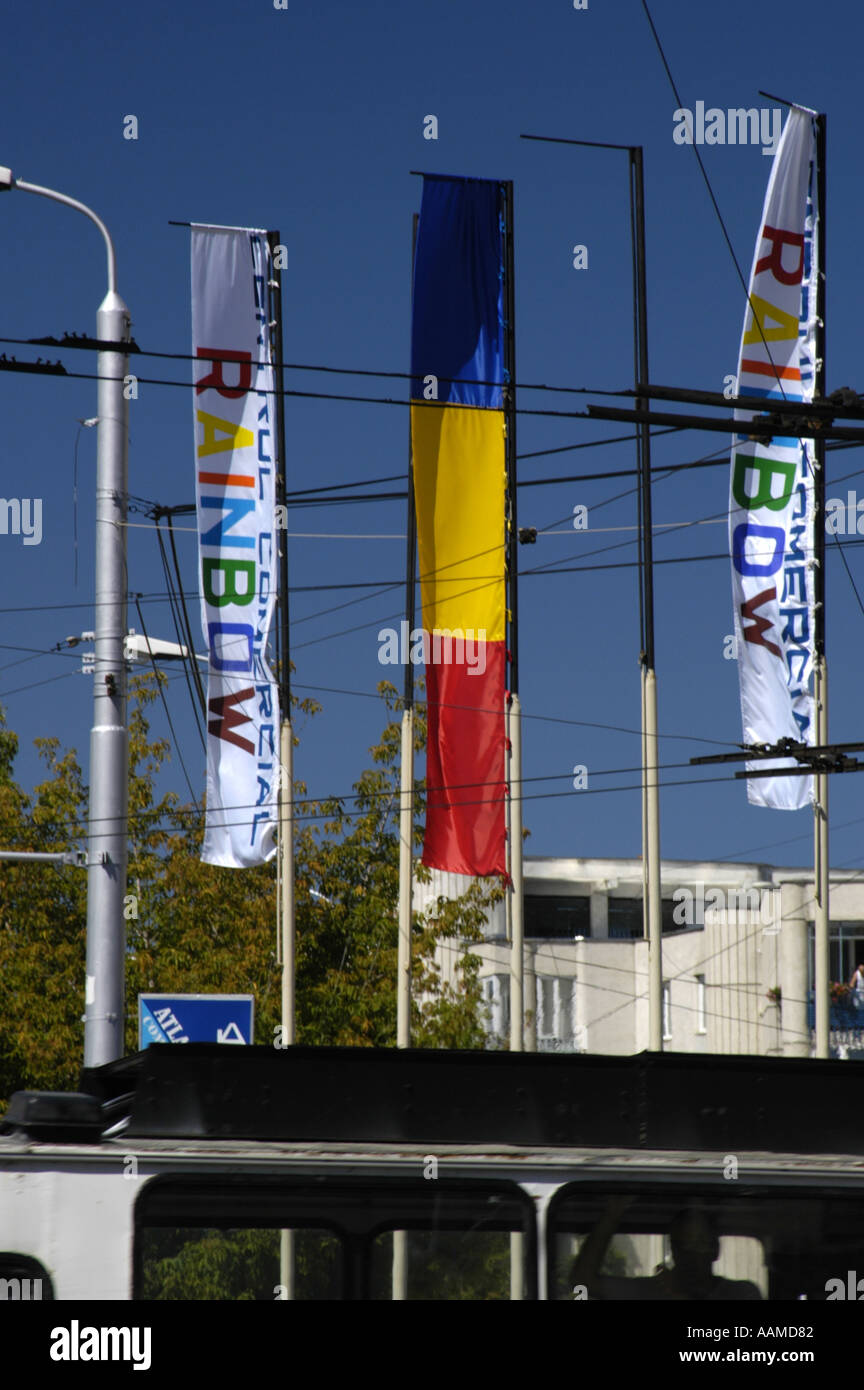 Brasov, bandiera rumena Foto Stock