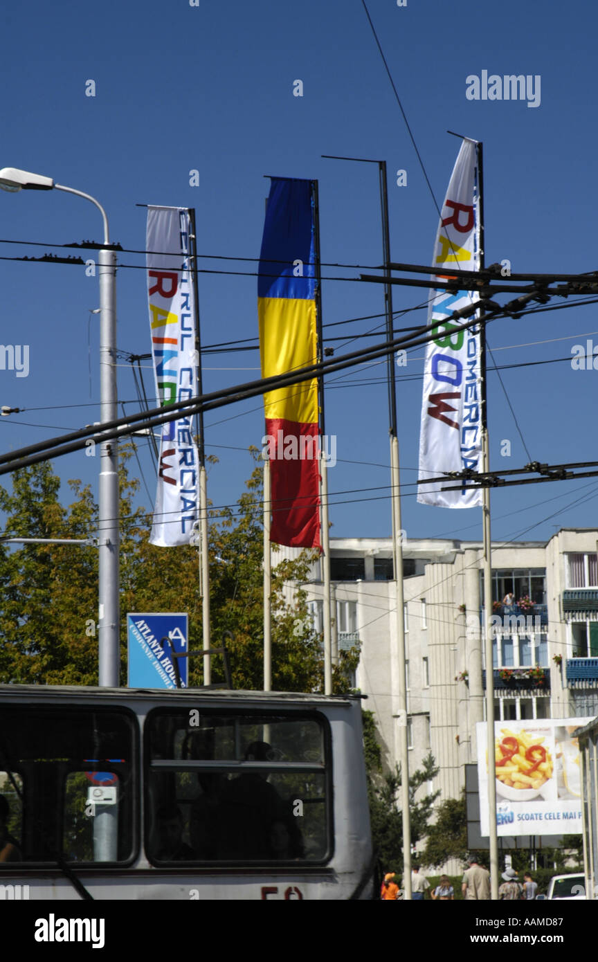 Brasov, bandiera rumena Foto Stock