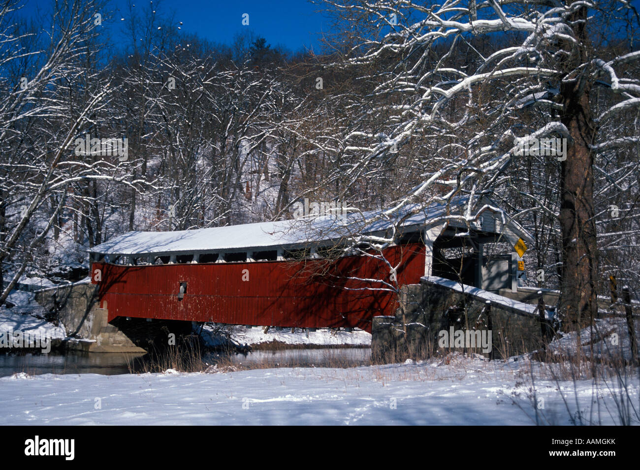 La contea di Lehigh coperta di neve BRIDGE COUNTRY Foto Stock
