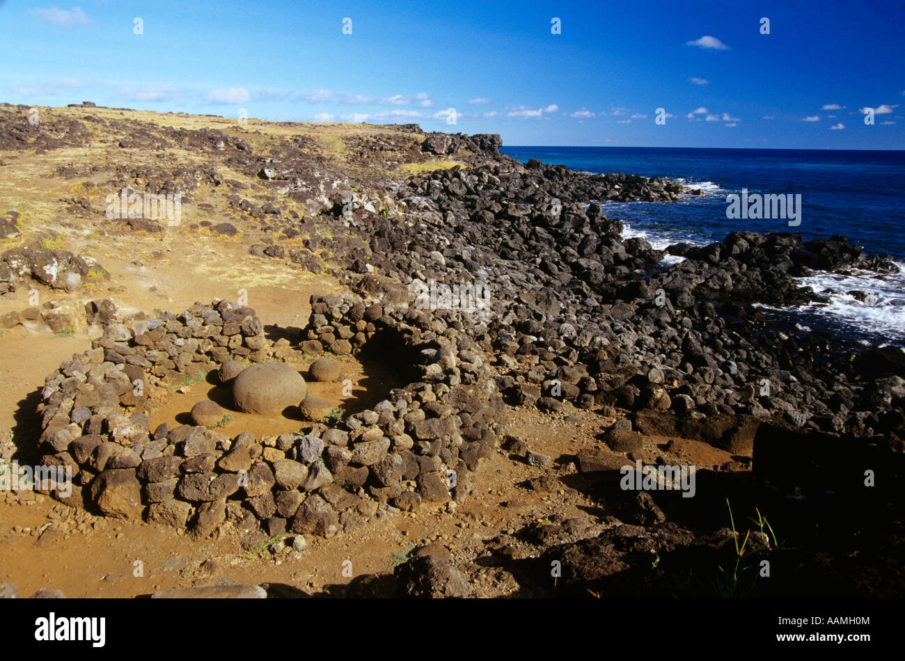 TE PITO O HENUA ombelico del mondo isola di pasqua CILE Foto Stock