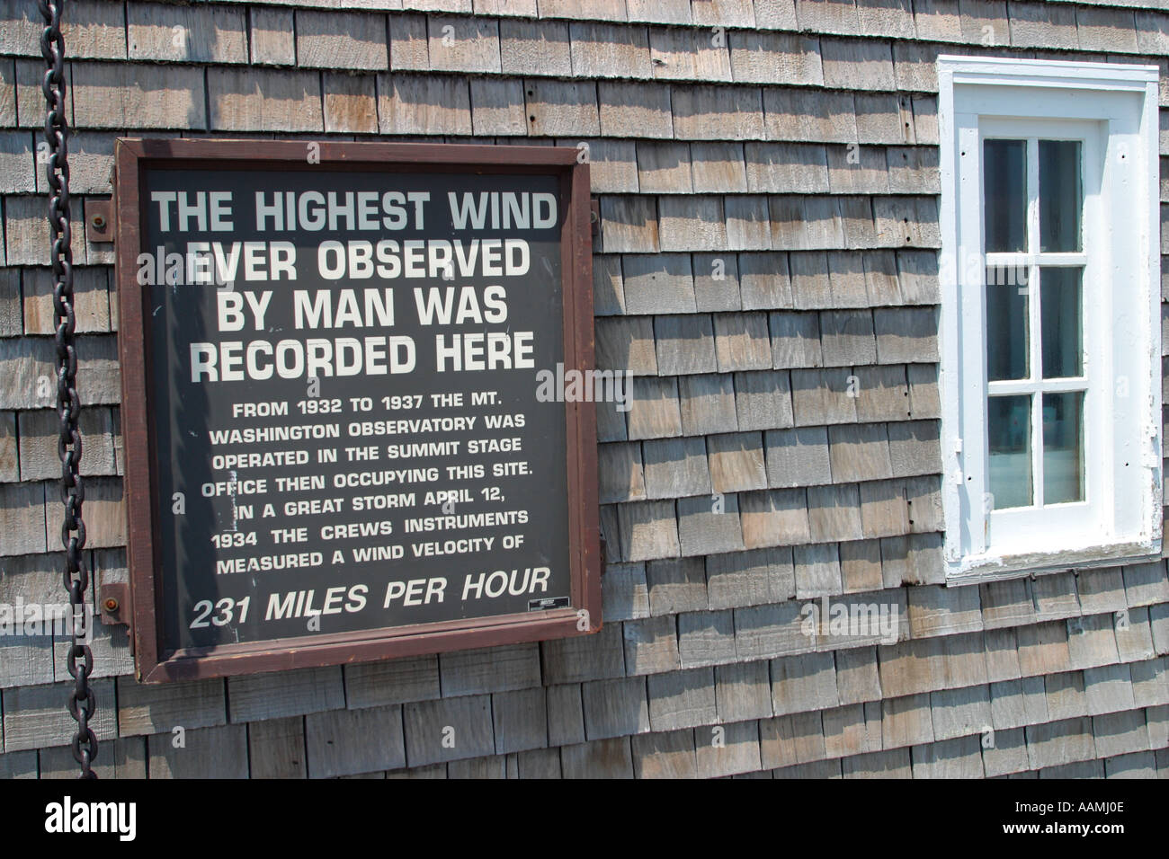 Cima di Mount Washington più alta velocità del vento mai registrata 231 MPH New Hampshire Foto Stock