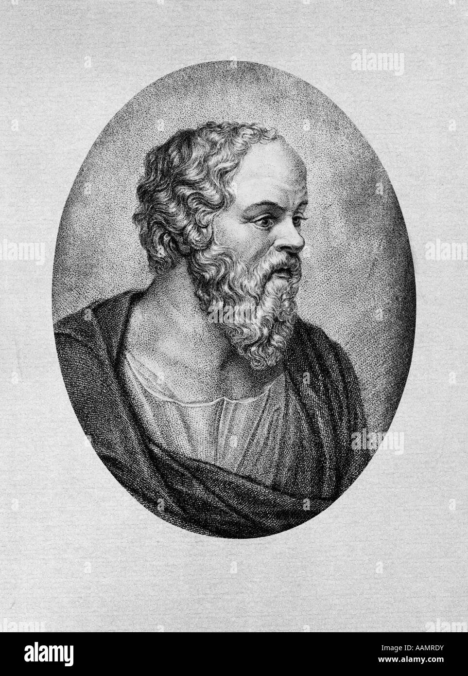 Filosofo greco Socrate barba profilo metodo socratico domanda e risposta filosofia Foto Stock