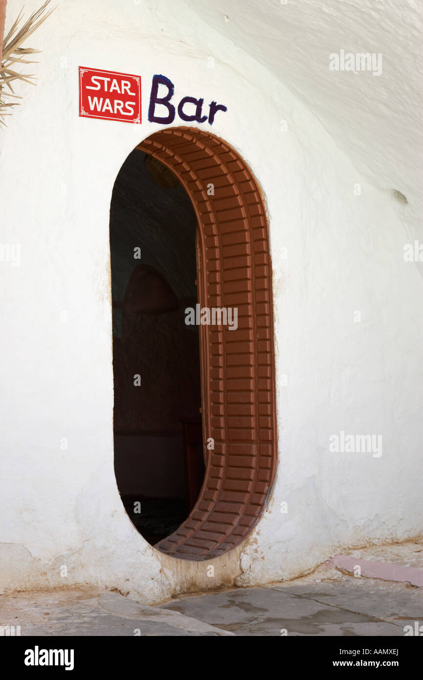 Ingresso alla star wars bar a Sidi Driss Hotel underground a Matmata Tunisia scena originale del film Guerre Stellari Foto Stock