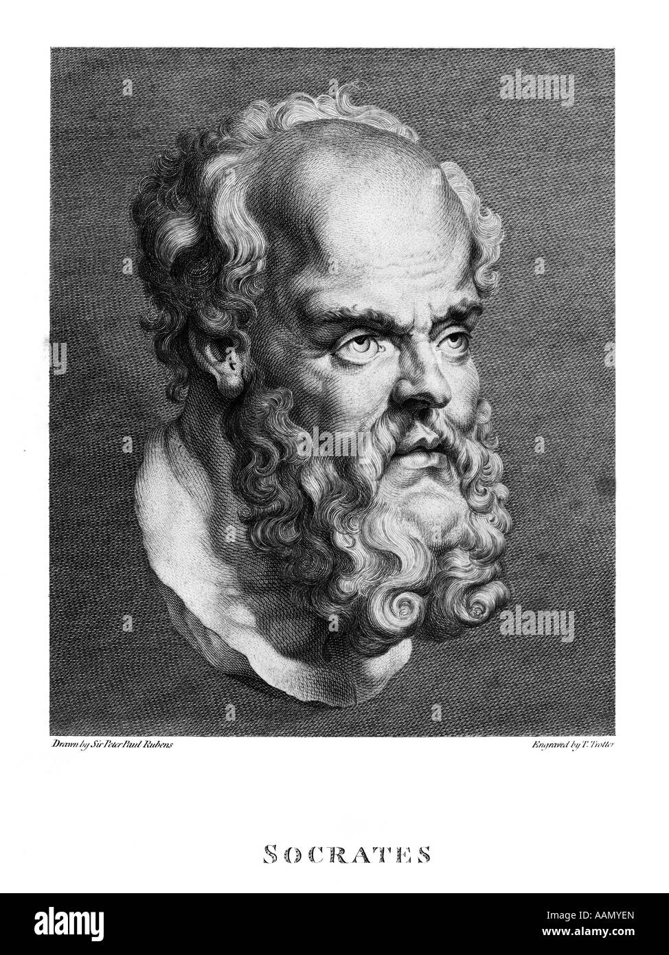 Disegno di un busto di Socrate filosofo greco insegnante avviato Question & Answer Metodo di conoscenza di sé BARBA CLASSICO Foto Stock