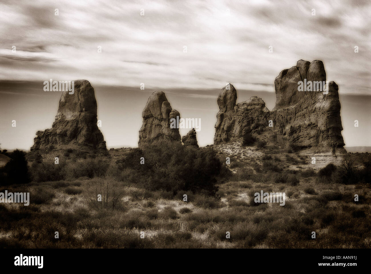 Arches National Park. Nei pressi di Moab. Lo stato dello Utah. Stati Uniti d'America Foto Stock
