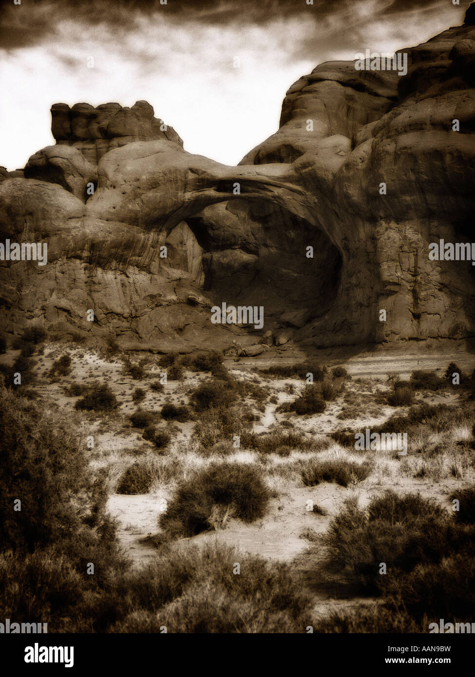 Il doppio arco complesso. Arches National Park. Nei pressi di Moab. Lo stato dello Utah. Stati Uniti d'America Foto Stock