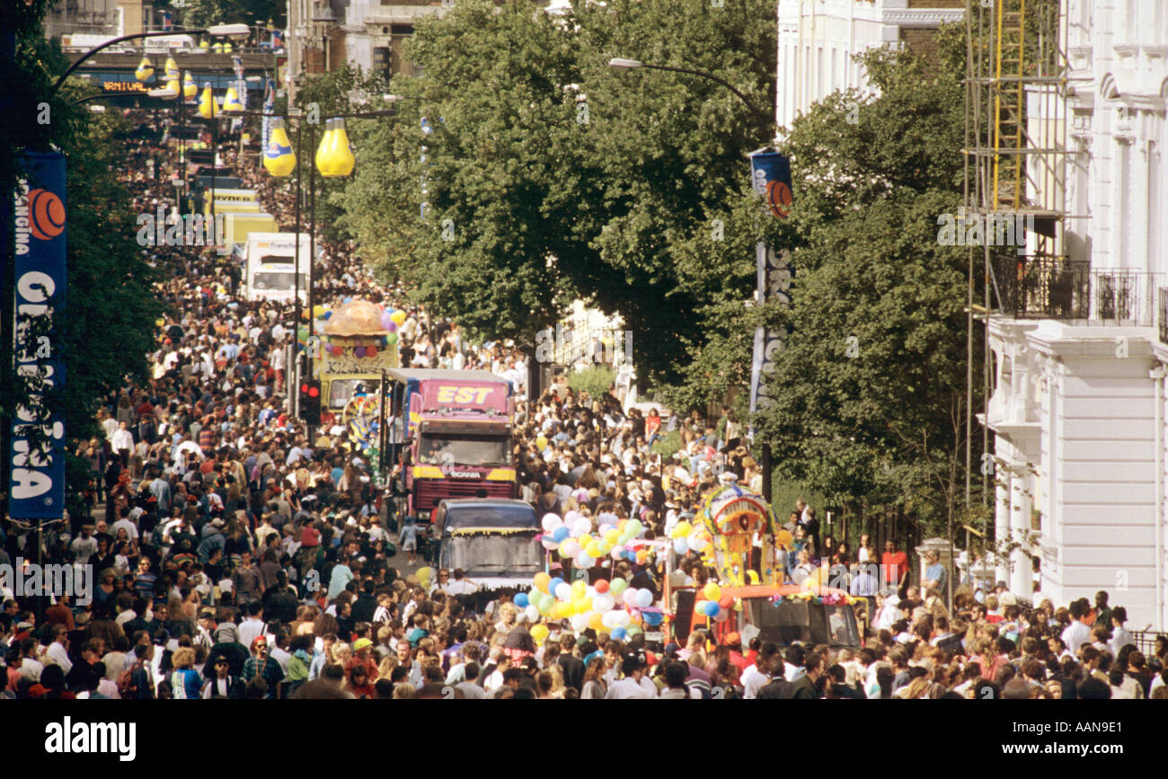 Vista panoramica del carnevale di Notting Hill Ladbroke Grove London Foto Stock