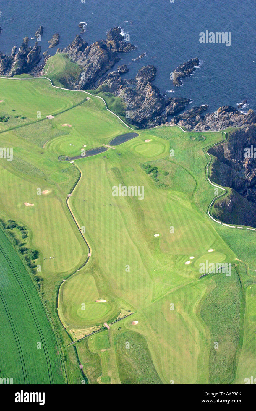 Ripresa aerea del campo da Golf a North Berwick in East Lothian, Scozia Foto Stock