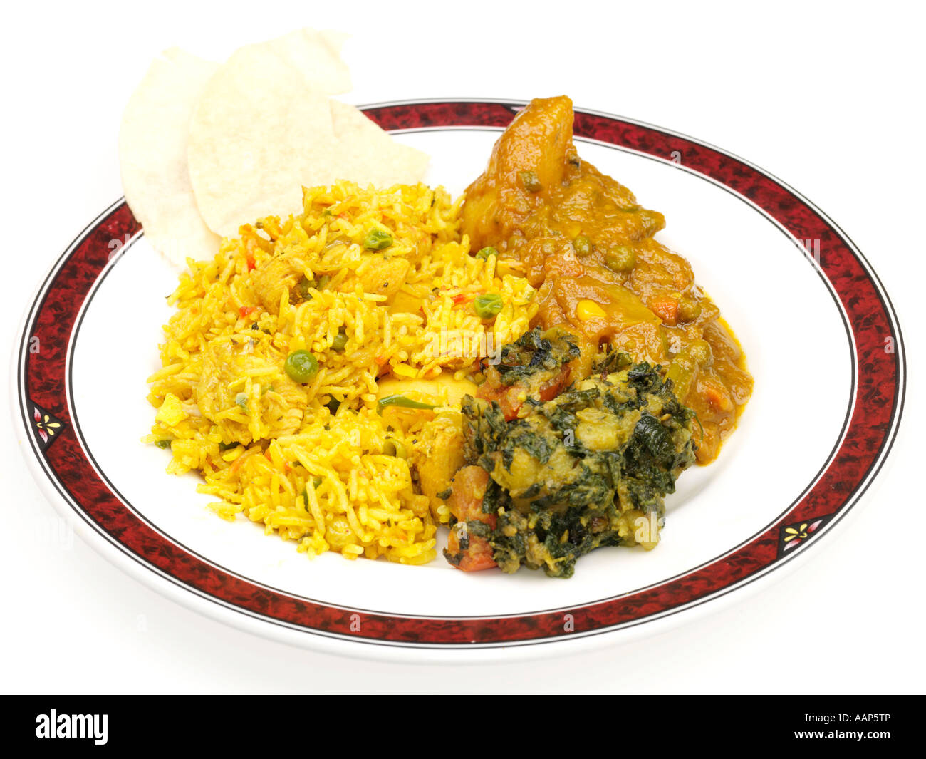 Fresco Stile Indiano Curry vegetale con Giallo riso pilaf e nessun popolo Foto Stock