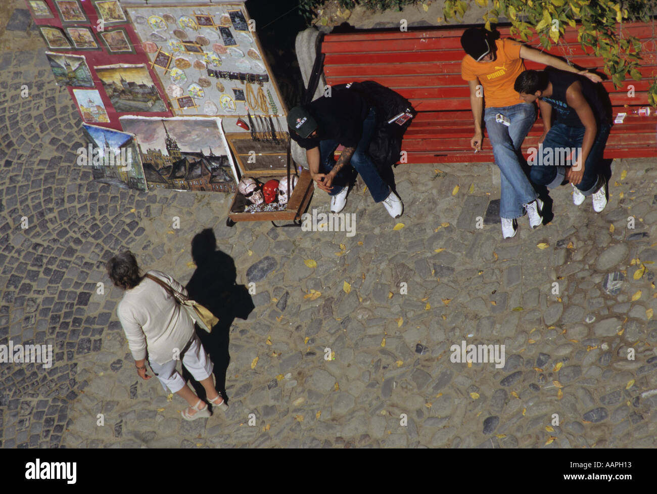 Vendere dipinti in Sighisoara Romania Foto Stock