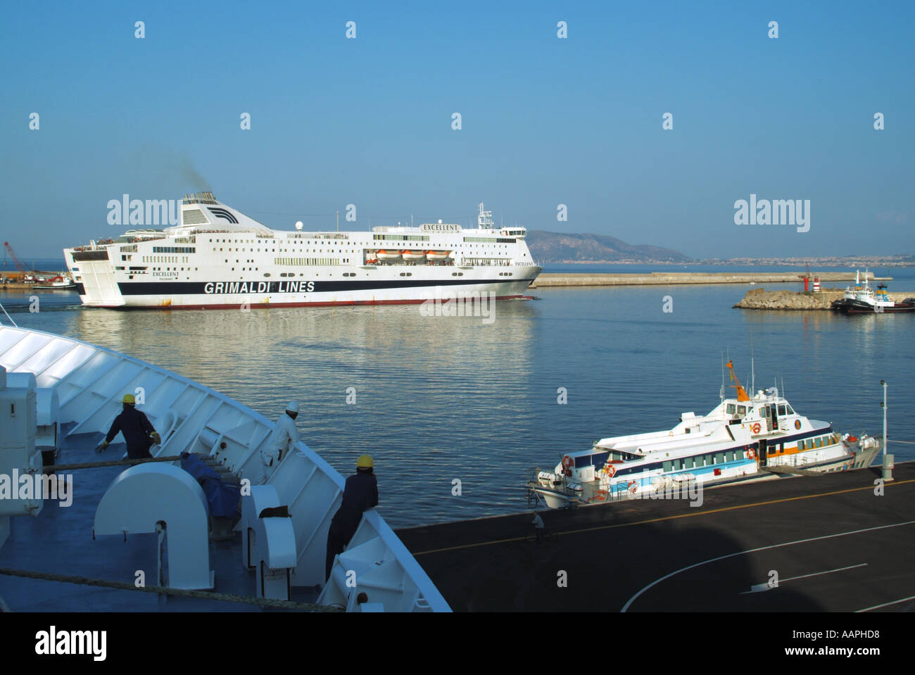 Palermo Sicilia traghetto in partenza eccellente porto Foto Stock
