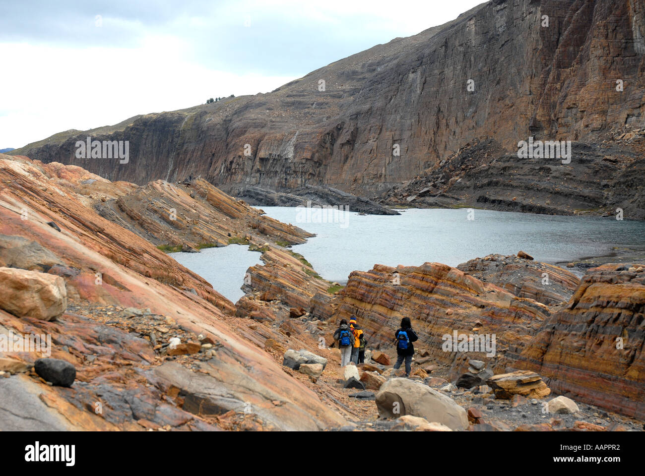 La Patagonia Argentina Trekking in montagna del Parque Nacional Los Glaciares Foto Stock