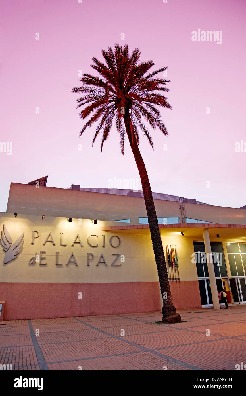 Palazzo di La Paz e palm in fuengirola Malaga Costa del Sole Andalusia Spagna Foto Stock