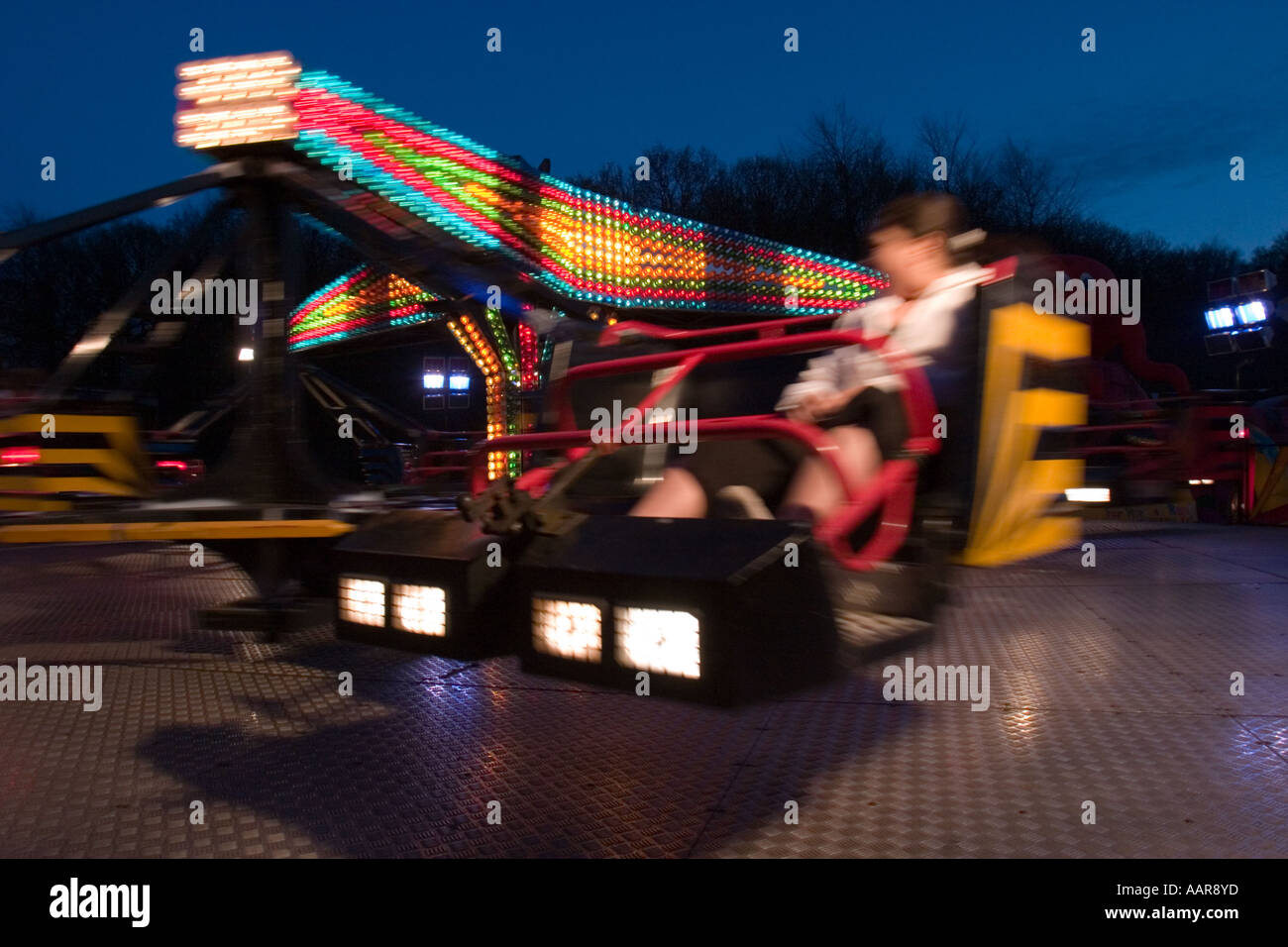 Il viaggio luna park nel Parco Springhead Rothwell Leeds Foto Stock