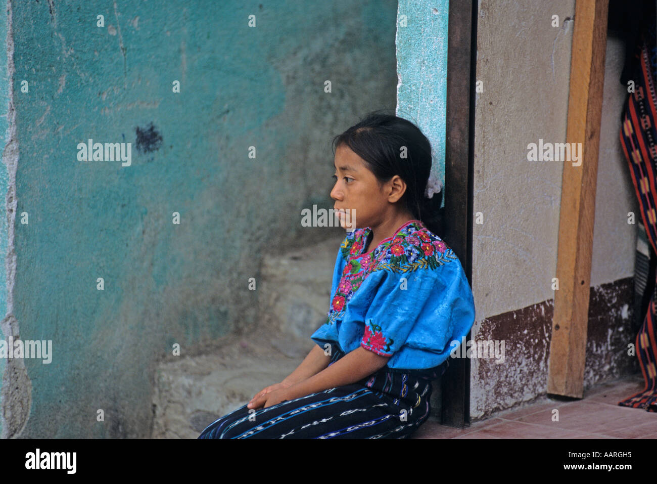 Ragazza triste Guatemala Foto Stock