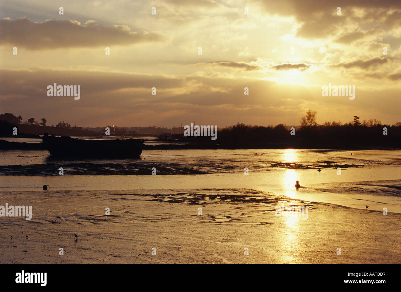 Al tramonto sul fiume Deben Foto Stock