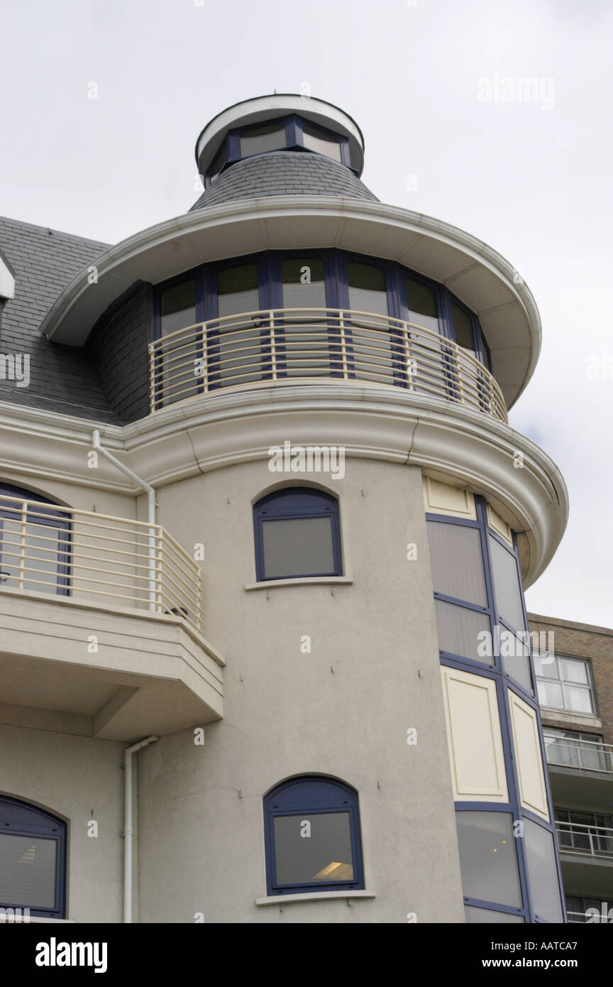 Costruzioni insolite su St Helier fronte mare in Jersey Foto Stock