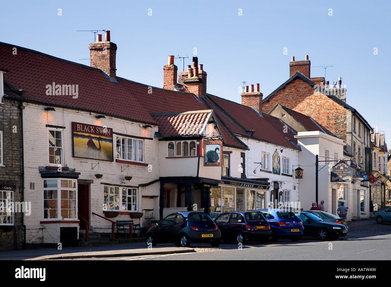 Il cigno nero Public House Market Place Kirkbymoorside North Yorkshire città mercato Foto Stock