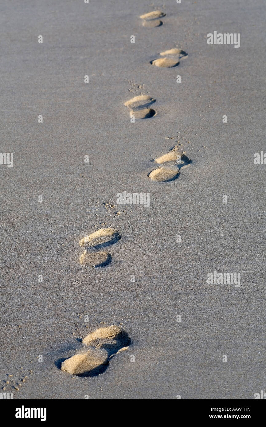 Impressioni di scarpe nella sabbia, Foto Stock