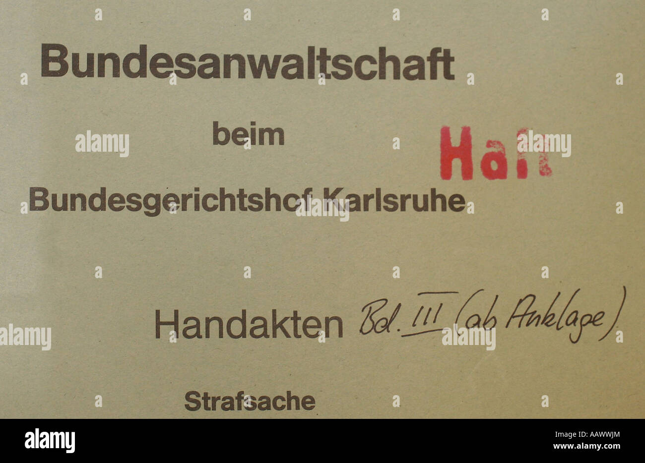 Il file di riferimento del procuratore generale presso la Corte federale di giustizia Foto Stock