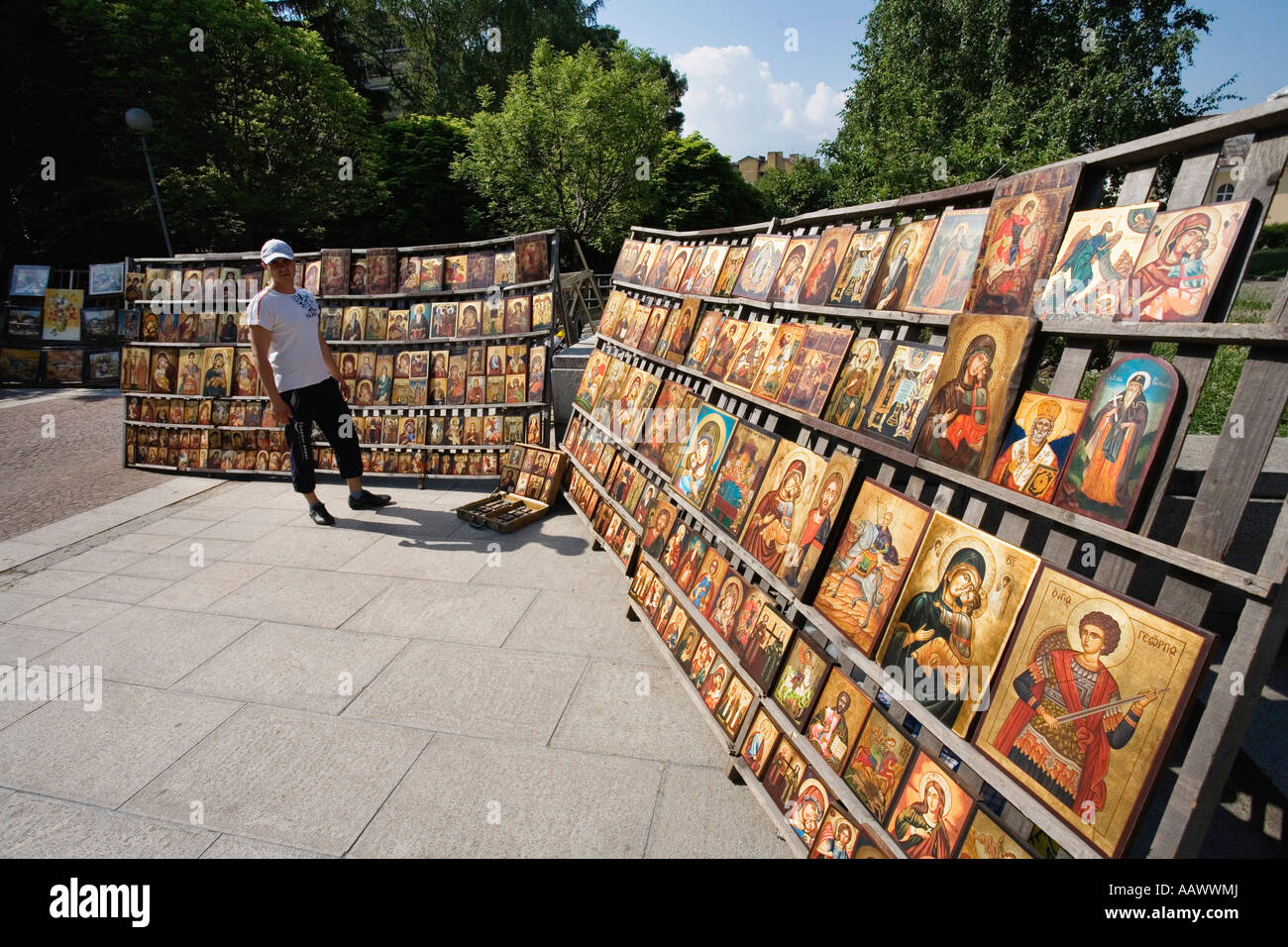 Icona del venditore nel centro città, Sofia, Bulgaria Foto Stock