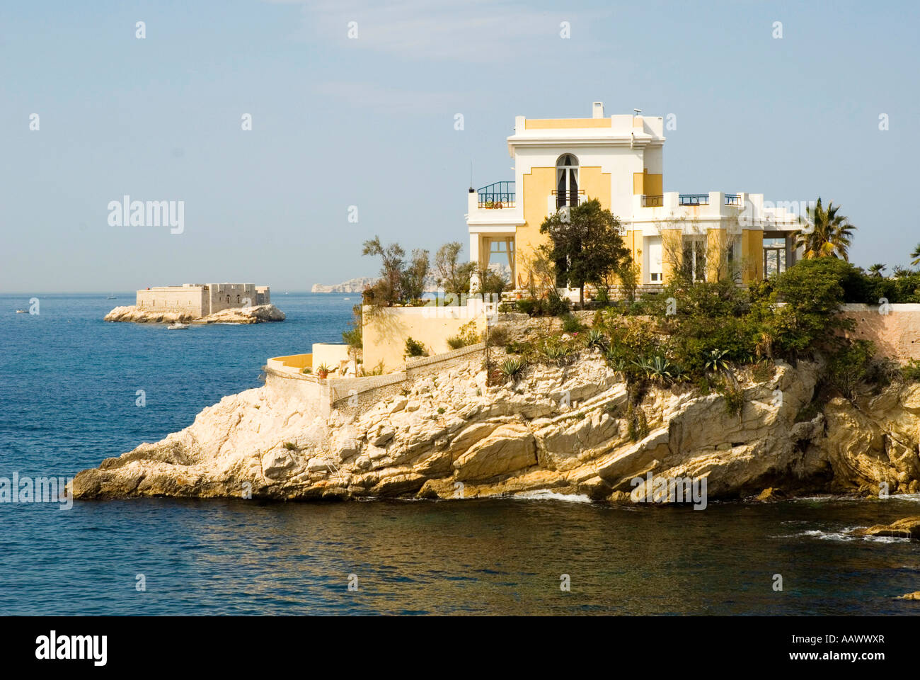 Mansion, Corniche du presidente John Fitzgerald Kennedy, Marsiglia, Provence-Alpes-Côte d'Azur, in Francia Foto Stock