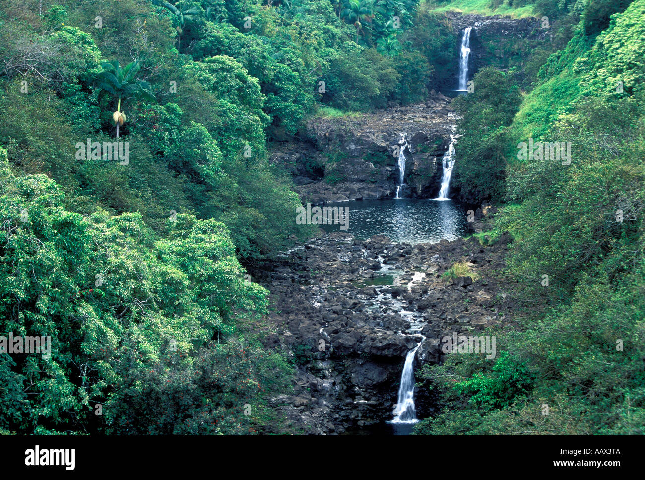 PH-72 VISTA DI TUTTI E TRE I UMAUMA FALLS Foto Stock