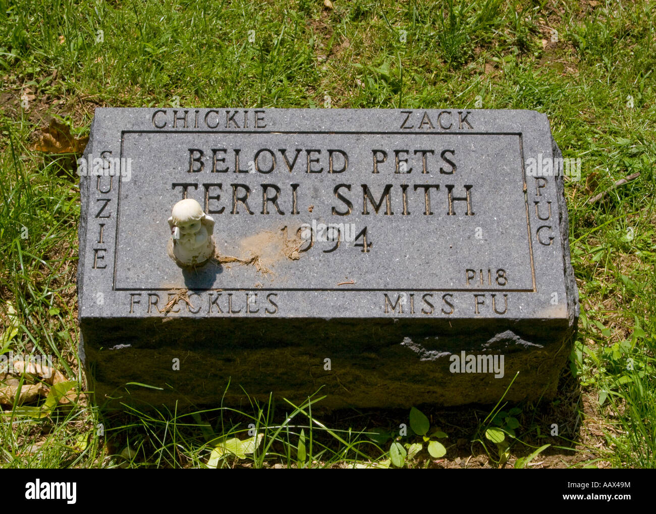 Pietra tombale per vari animali domestici in Hartsdale cimitero di Pet in Hartsdale NY Foto Stock