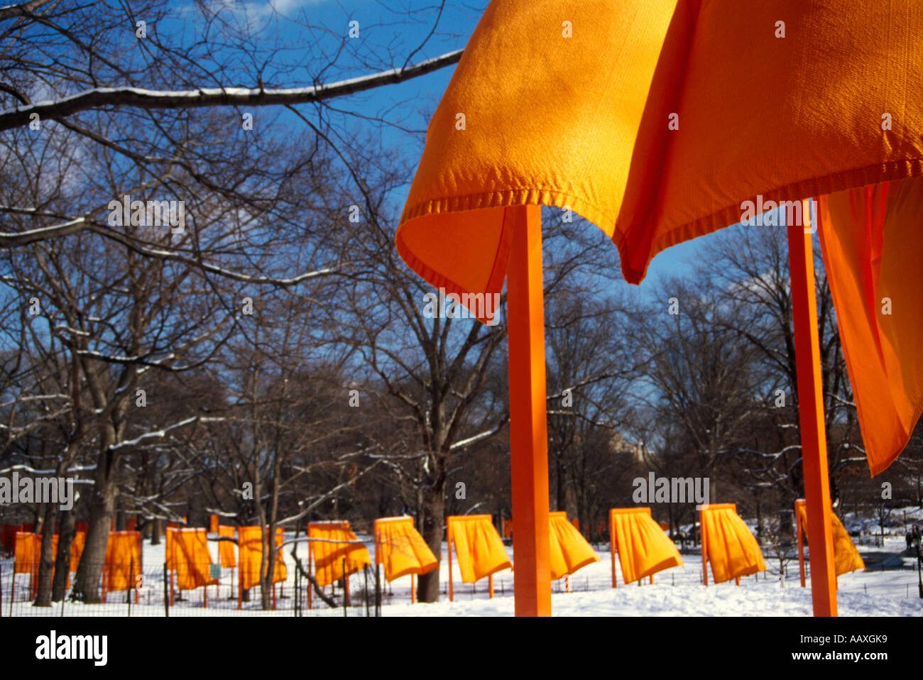 Christo 'gate' presentano al central park di neve. Foto Stock