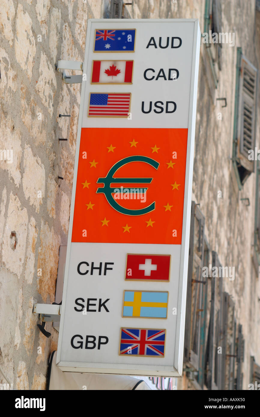 Cambio cambio di denaro città di Spalato Dalmazia Croazia Hrvatska Foto Stock
