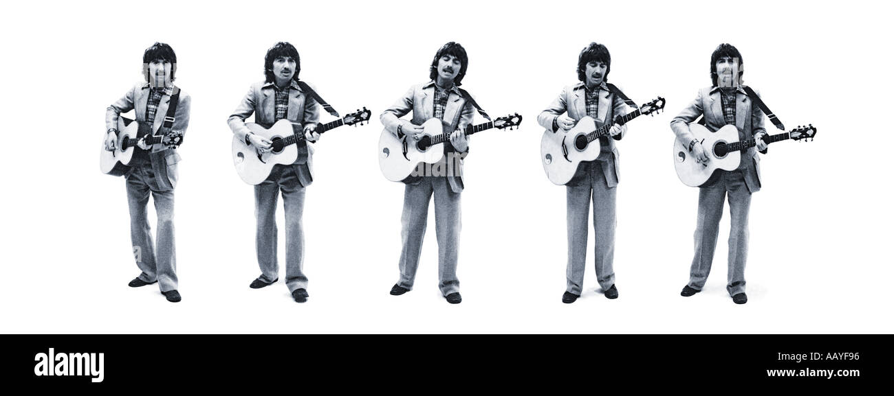 George Harrison dei Beatles nei toni del blu composito di cinque colpi. PER0049 Foto Stock