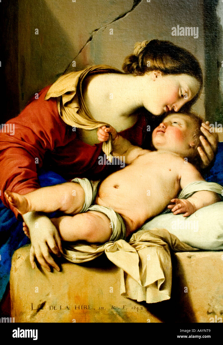 Madonna col Bambino, Maria col Bambino di Laurent de la Hyre (1606-1656) Foto Stock