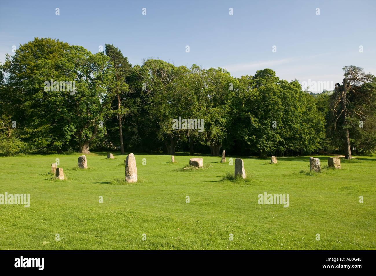 Gorsedd commemorativo cerchio di pietra Pontypool park Wales UK Foto Stock