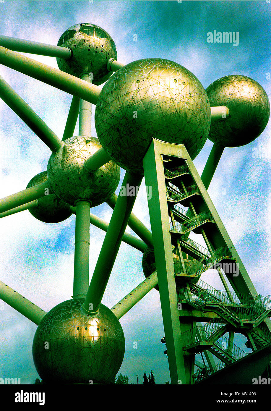 Torre di Atomium di Bruxelles Foto Stock