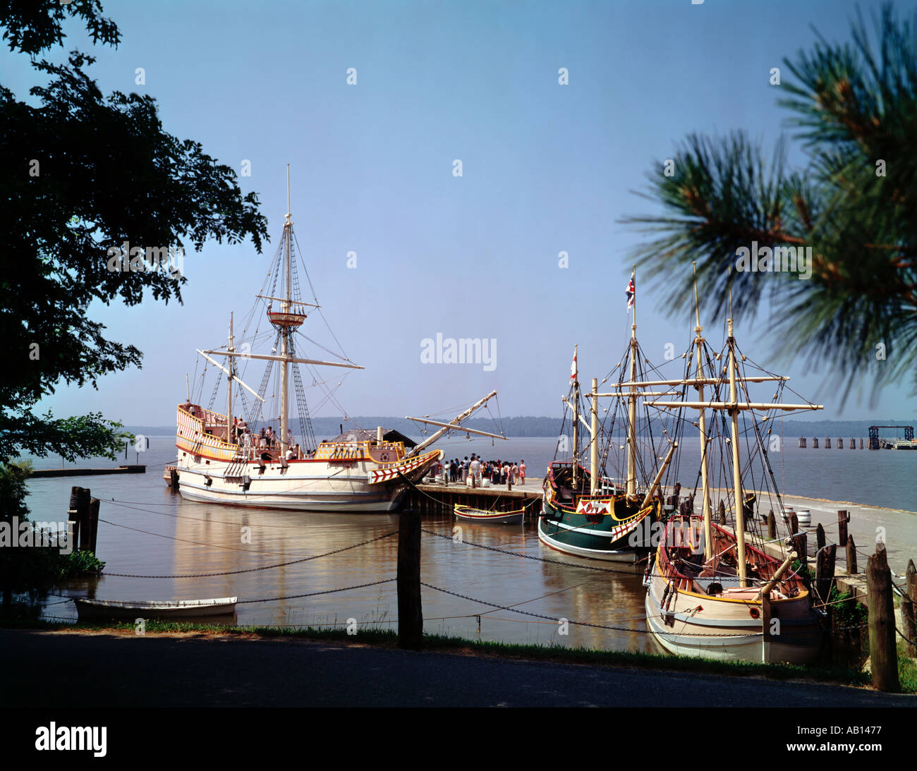 Jamestown Virginia ricreazione del Historic Jamestown Settlement stabilito 13 anni prima che i pellegrini sbarcati Foto Stock