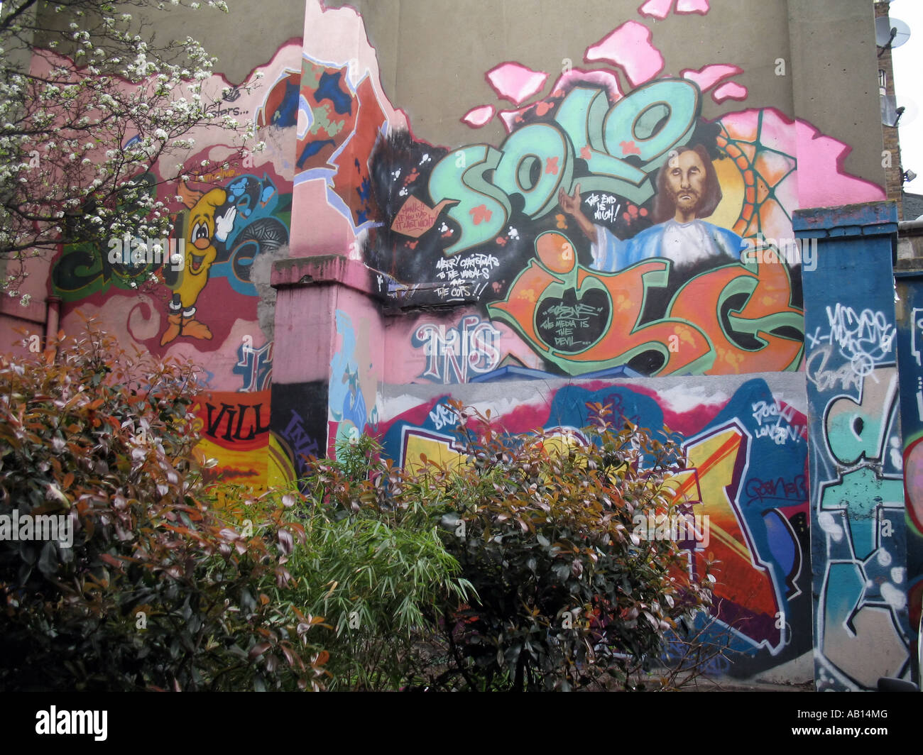 Coloratissimo graffito soho London REGNO UNITO Foto Stock