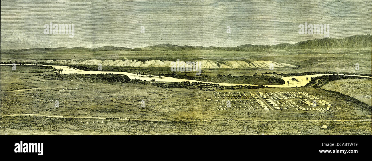 Afganistan vicino Tirpul 1885 il camp del confine afgano nella valle del Hari Rud Foto Stock