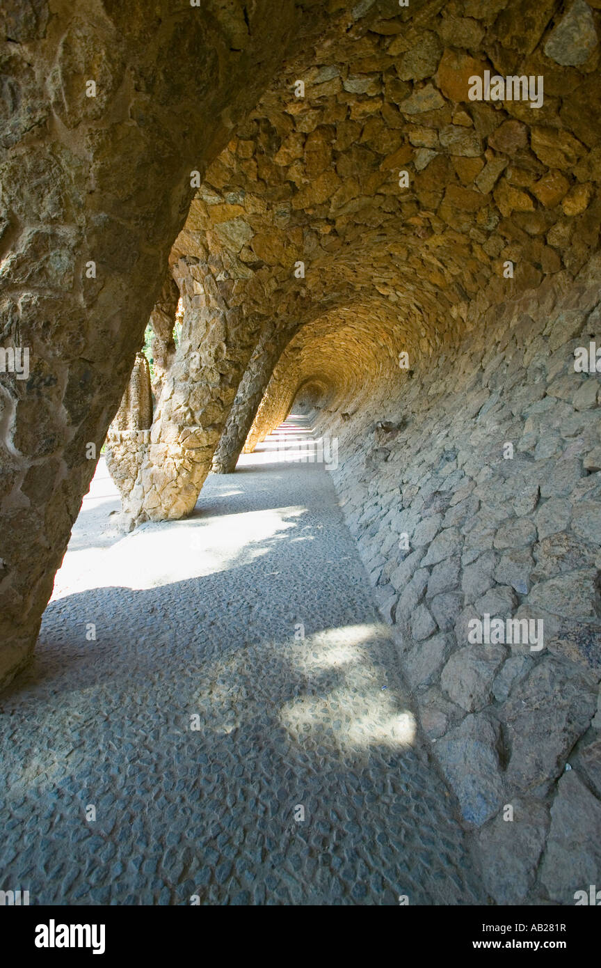 Case magiche di Antoni Gaudi s Parc Guell Barcellona Spagna Foto Stock Case magiche di Antoni Gaudi s Parc Guell Barcellona Spagna Foto Stock