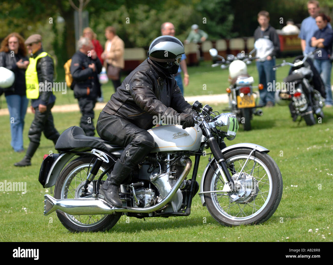 Velocette vintage motocicletta in corrispondenza di un rally in Gran Bretagna REGNO UNITO Foto Stock