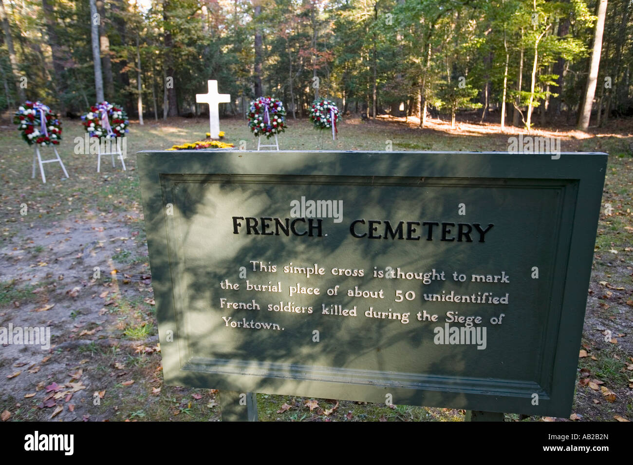 Il cimitero dei francesi dove 50 soldati francesi che hanno perso la vita nell'Assedio di Yorktown 1781 sono sepolti nazionale coloniale Hist Foto Stock