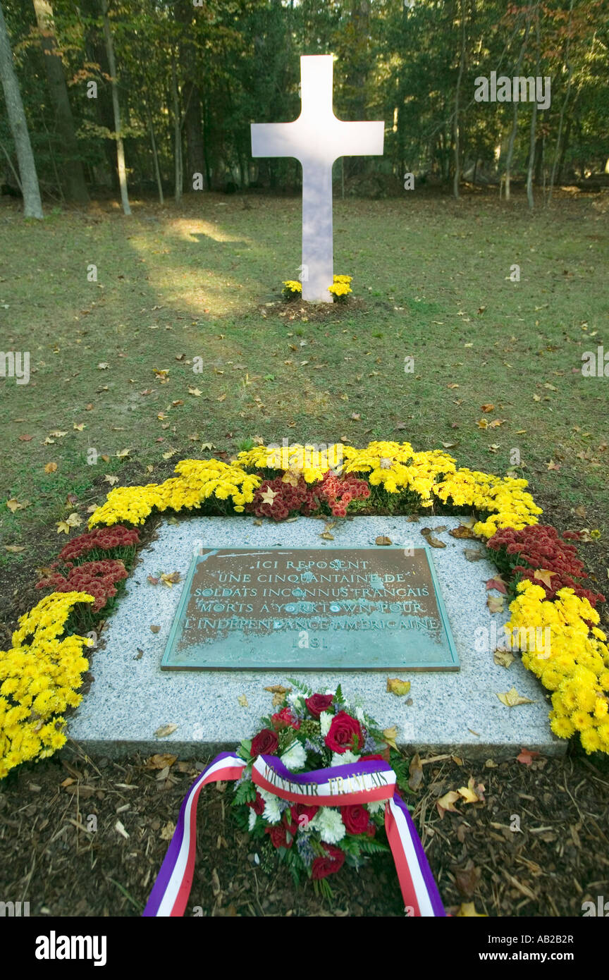 Il cimitero dei francesi dove 50 soldati francesi che hanno perso la vita nell'Assedio di Yorktown 1781 sono sepolti nazionale coloniale Hist Foto Stock