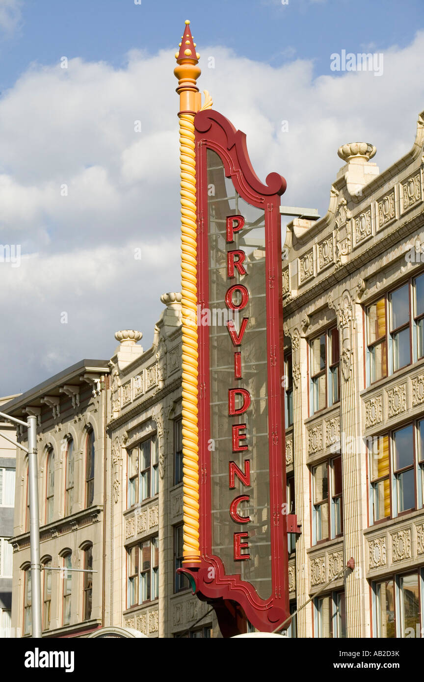 La provvidenza Performing Arts Center marquee segno Providence Rhode Island Foto Stock