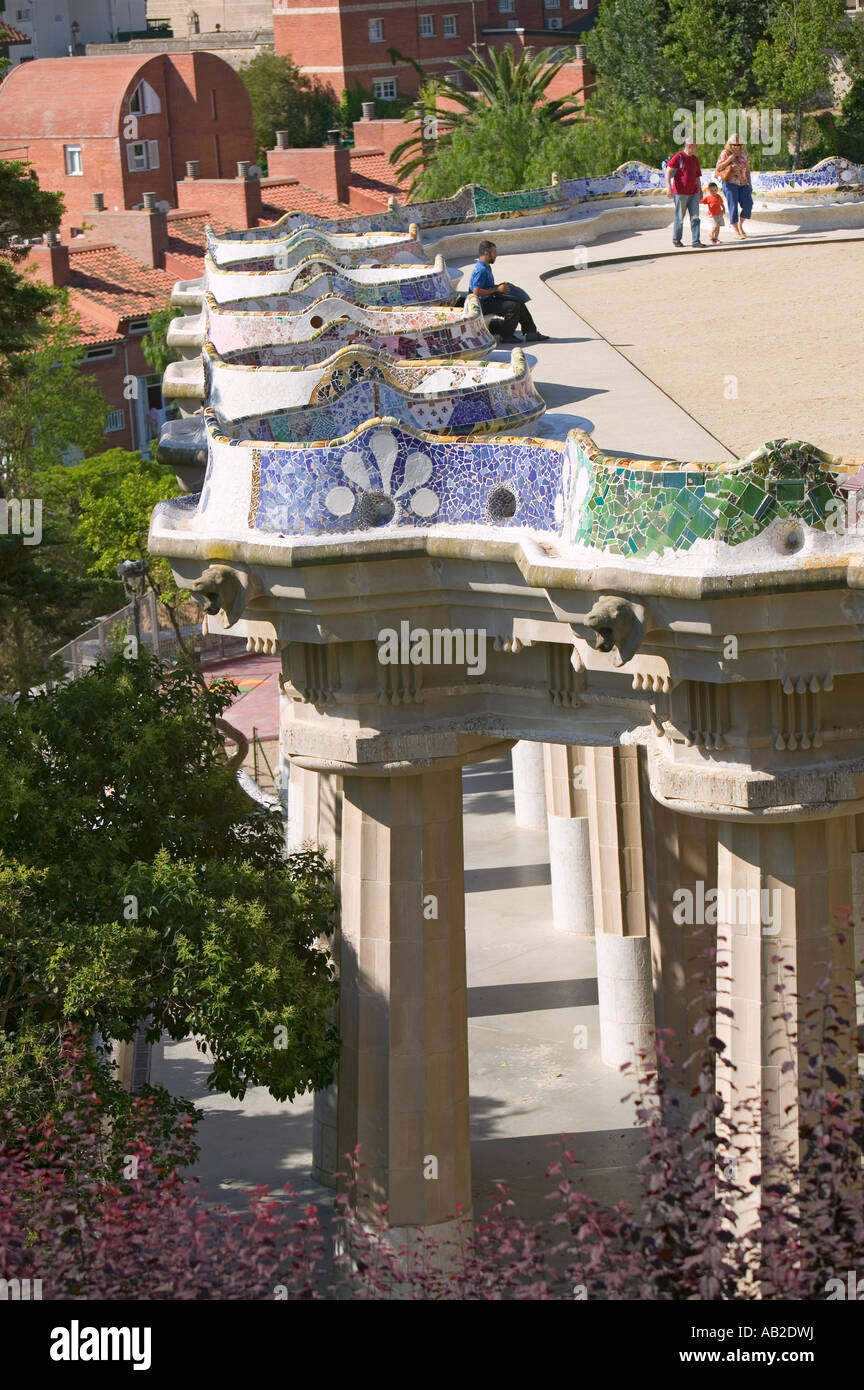 Case magiche di Antoni Gaudi s Parc Guell Barcellona Spagna Foto Stock Case magiche di Antoni Gaudi s Parc Guell Barcellona Spagna Foto Stock