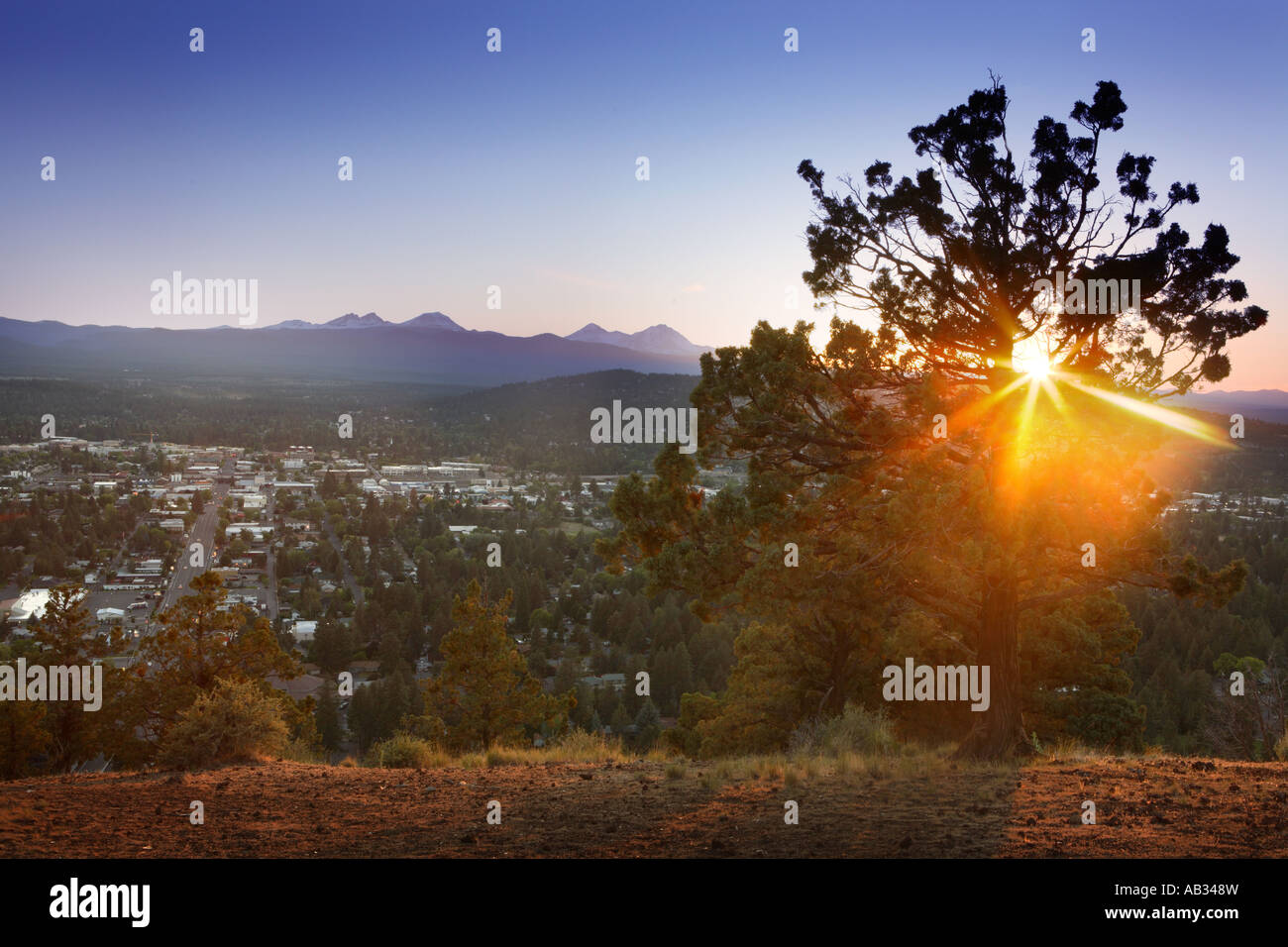 Vista della curvatura Oregon dal pilota di Butte Foto Stock