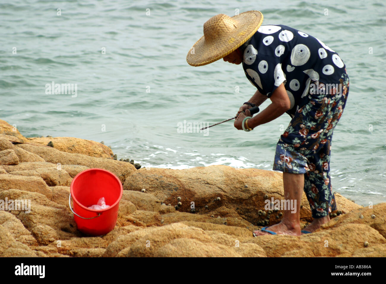 Spiaggia di pietra in Cina Foto Stock